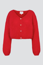 Lipstick Red Cornelia Cropped Cardigan