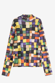 Rainbow Plaid Turtleneck