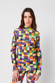 Rainbow Plaid Turtleneck