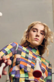 Rainbow Plaid Turtleneck