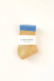 Beige Blue Color Block Girlfriend Socks