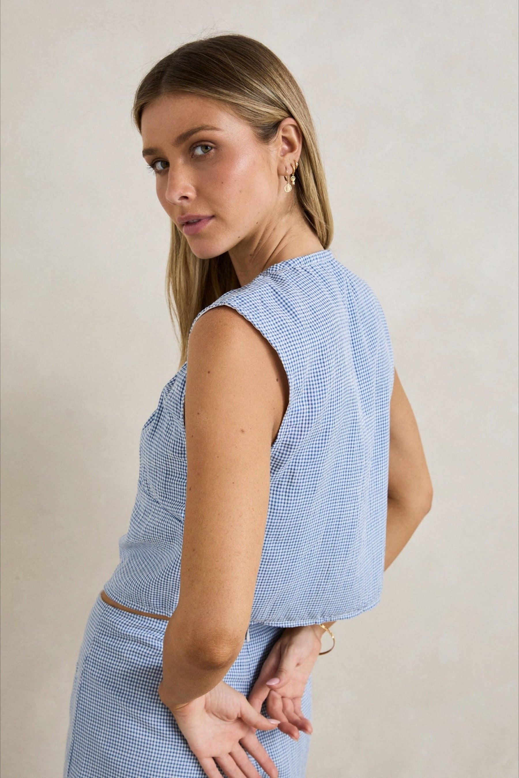 Blue Gingham Del Rio Top