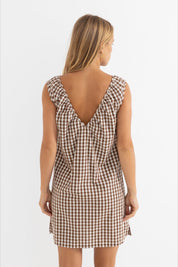 Brown Gingham Birdie Dress