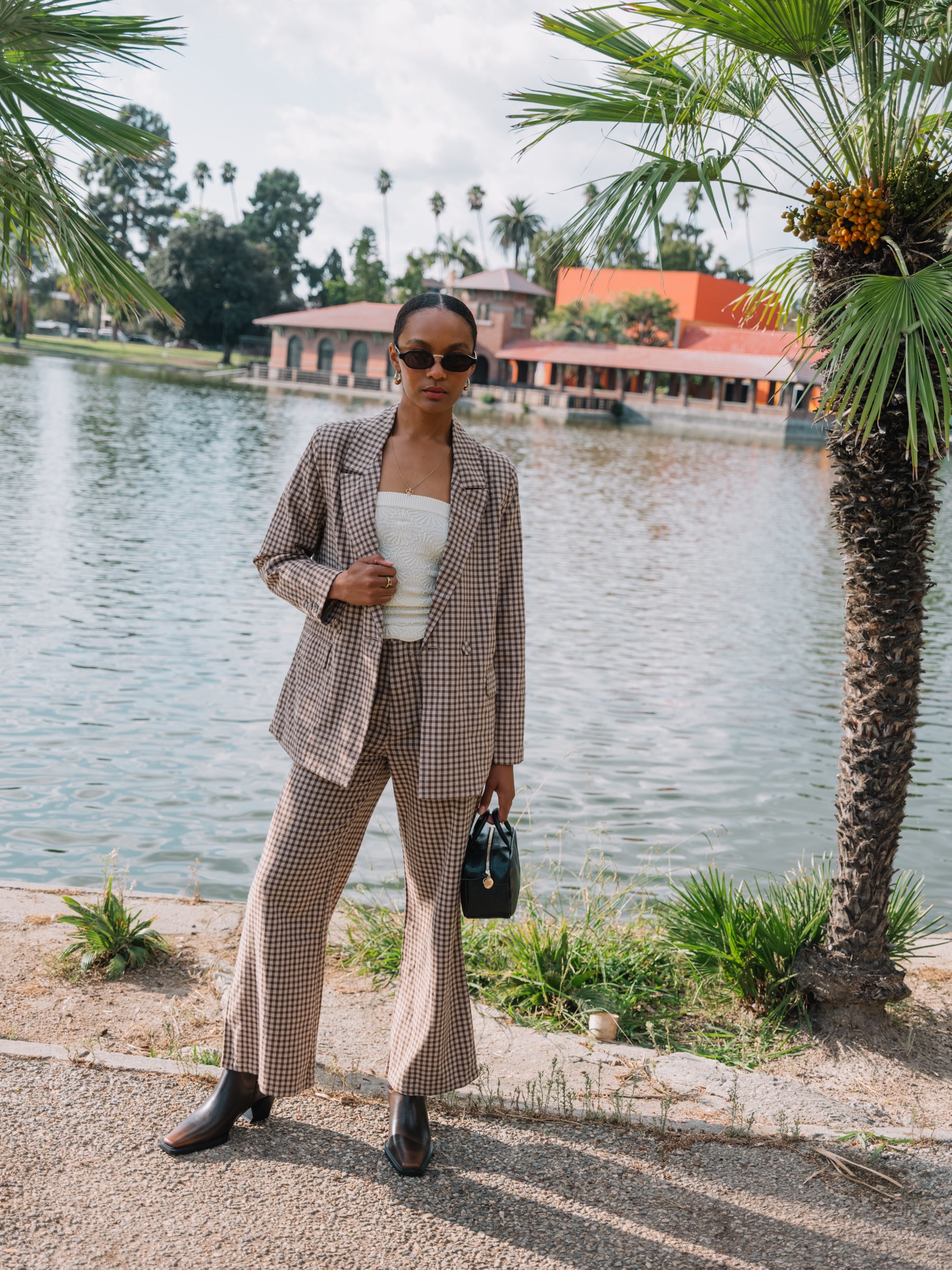 Khaki Gingham Sailor Pant