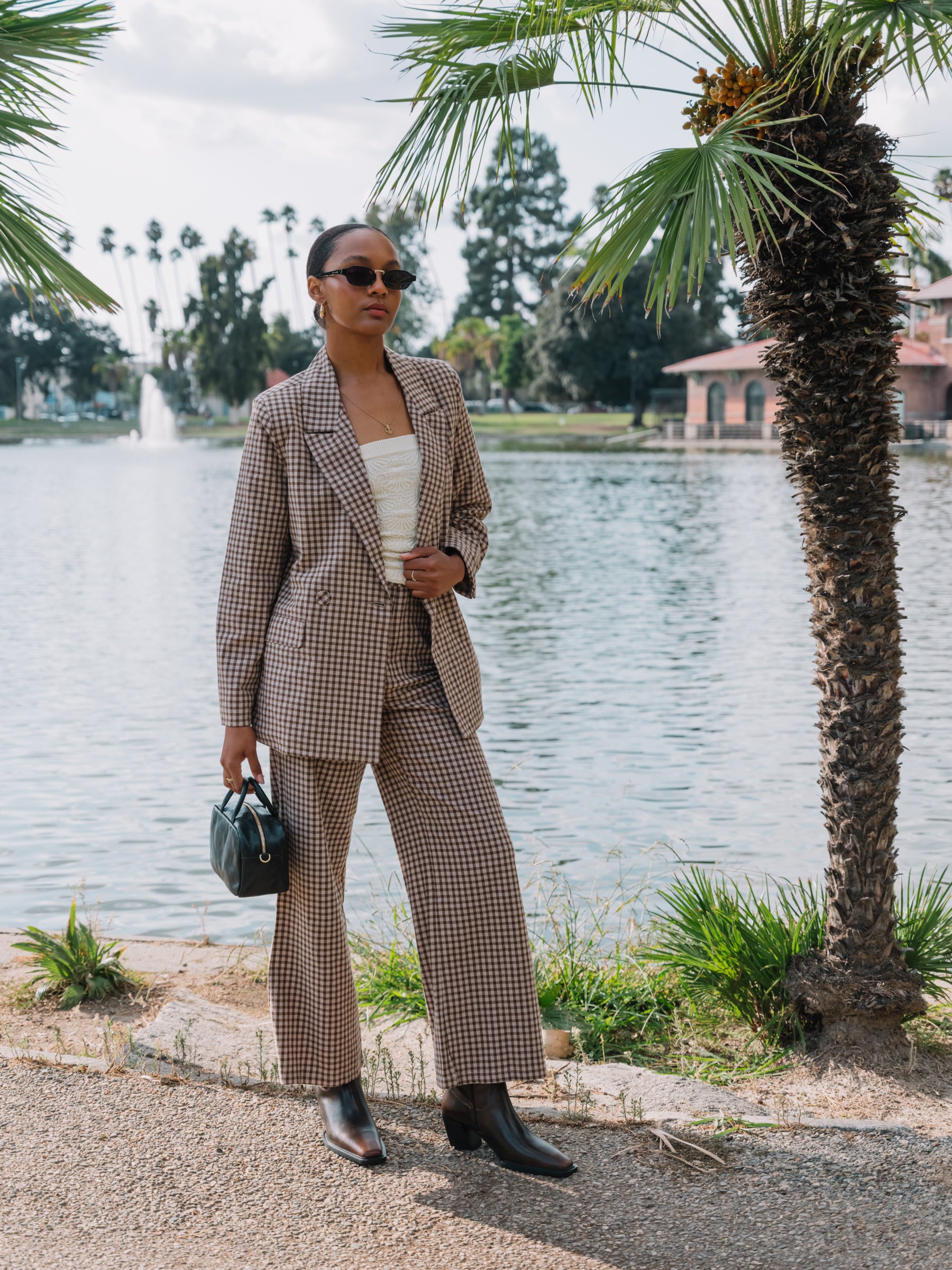 Khaki Gingham Sailor Pant