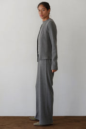 Charcoal Sweater Rib Simple Pant