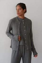 Charcoal Sweater Rib Cardi