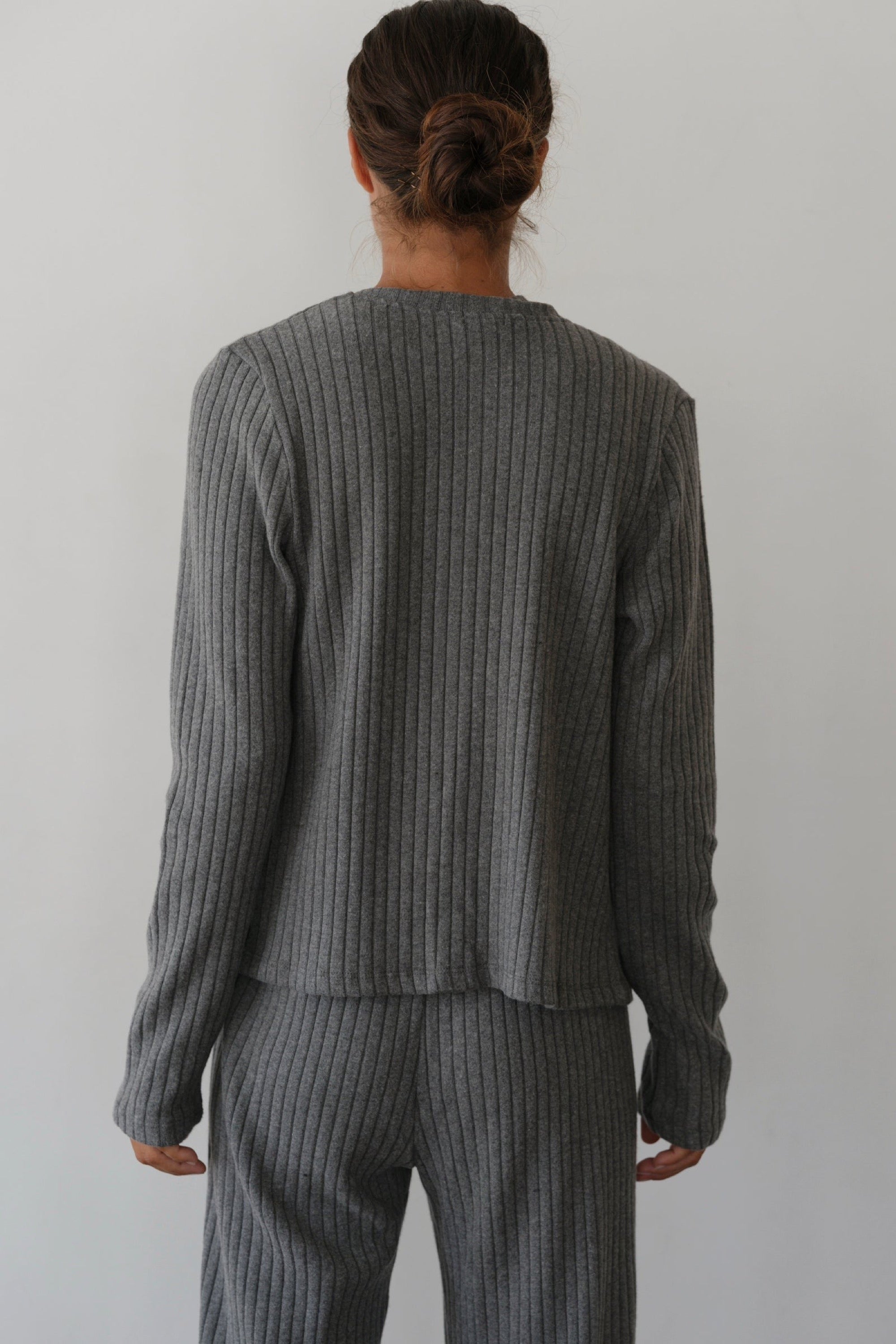 Charcoal Sweater Rib Cardi