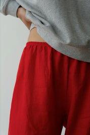 Tomato Linen Simple Pant