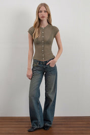 Sheer Khaki Elmira Top