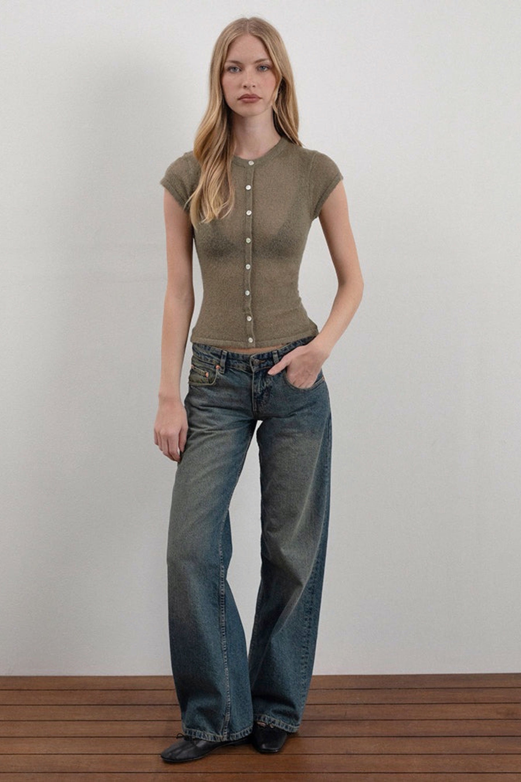 Sheer Khaki Elmira Top