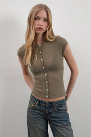 Sheer Khaki Elmira Top