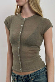 Sheer Khaki Elmira Top