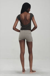 Olive Green Back Low-Cut Top