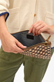 Oat Woven Diagonal Flat Clutch