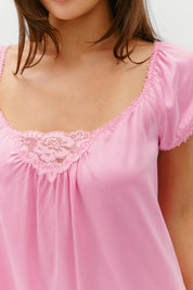Sunset Pink Bo Silk Dress