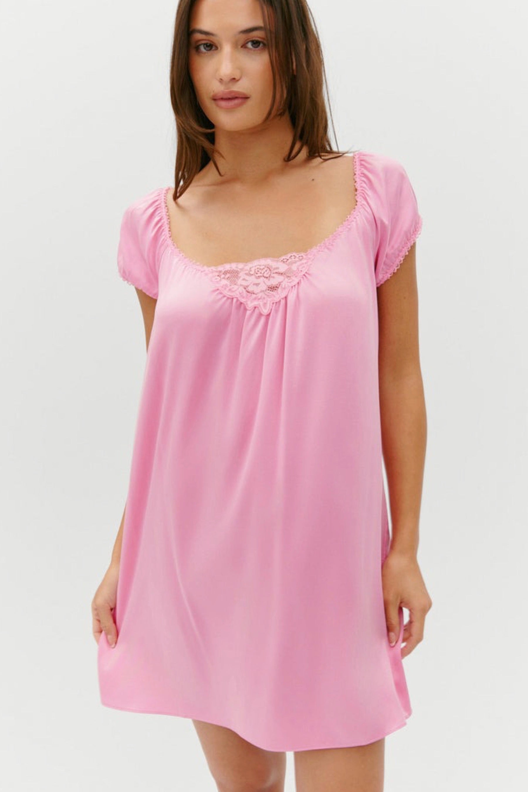Sunset Pink Bo Silk Dress