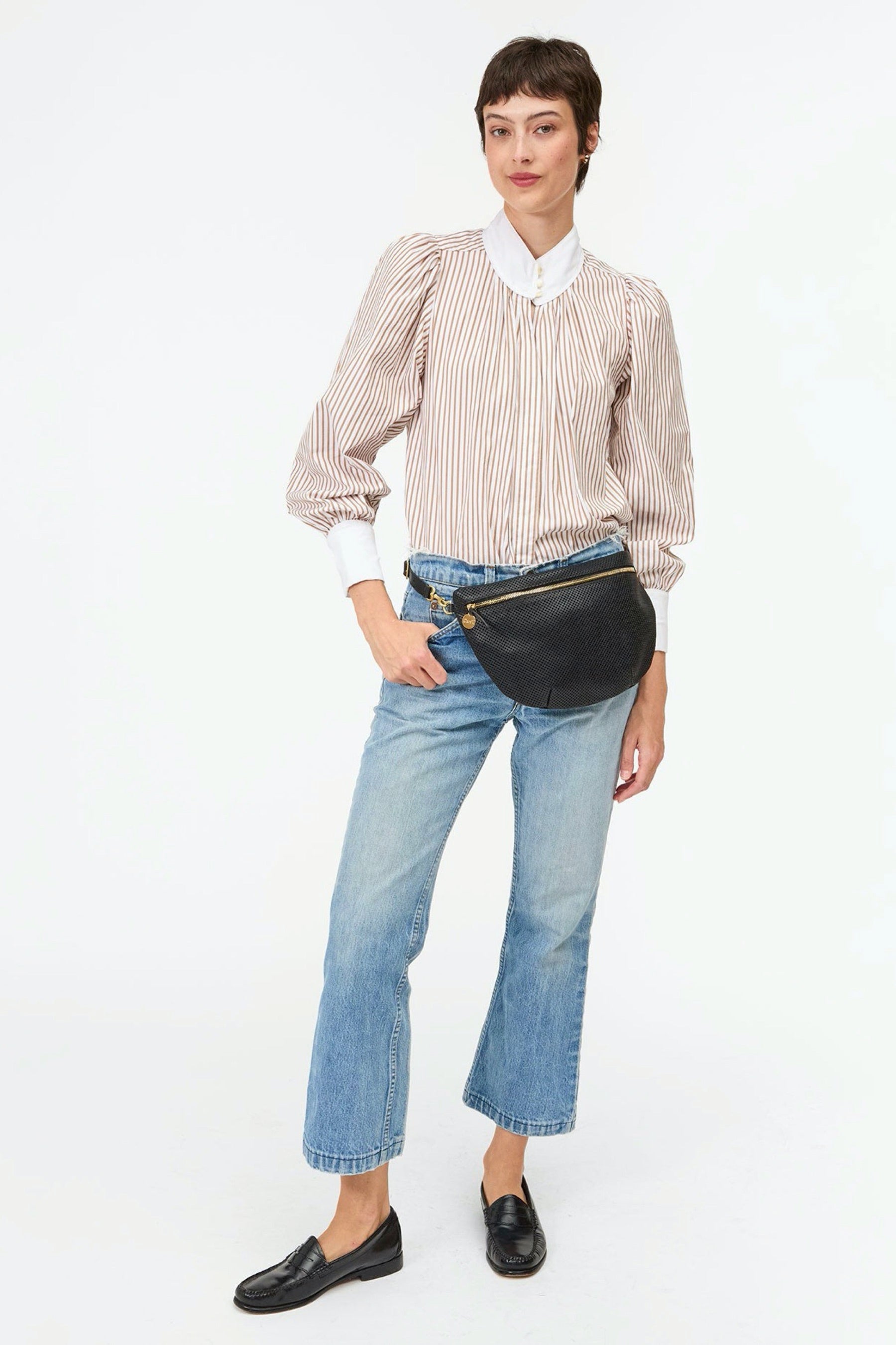 Black Perforated Grande Fanny