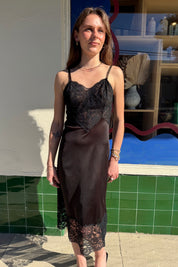 Black Lace Vanity Fair Slip Dress