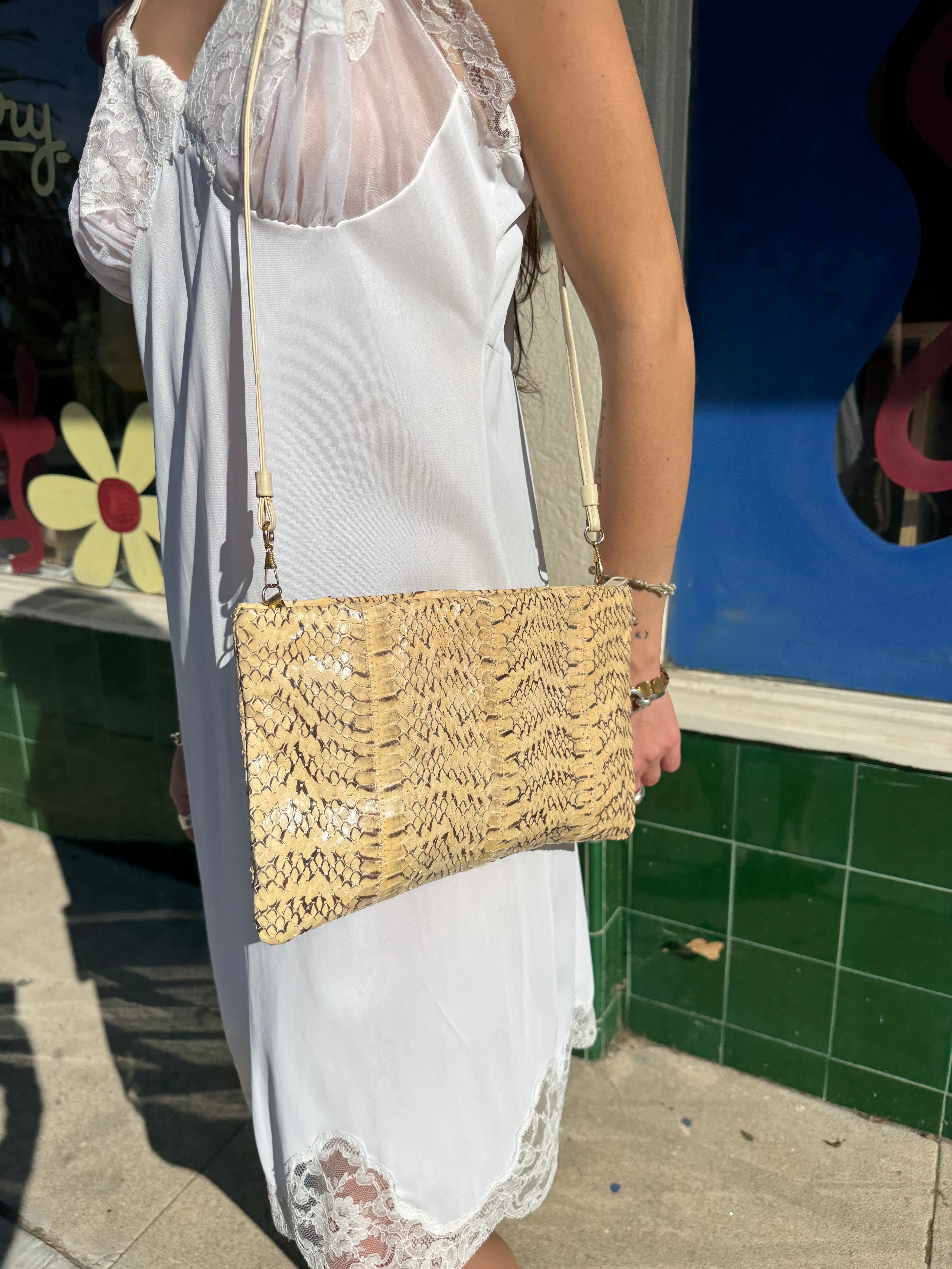 Snakeskin TJW Clutch Bag