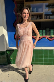 Peach Belted Slip Dress