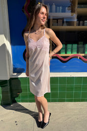 Pink Lace Midi Slip