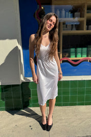 Ivory + Pink Rosebud Slip Dress