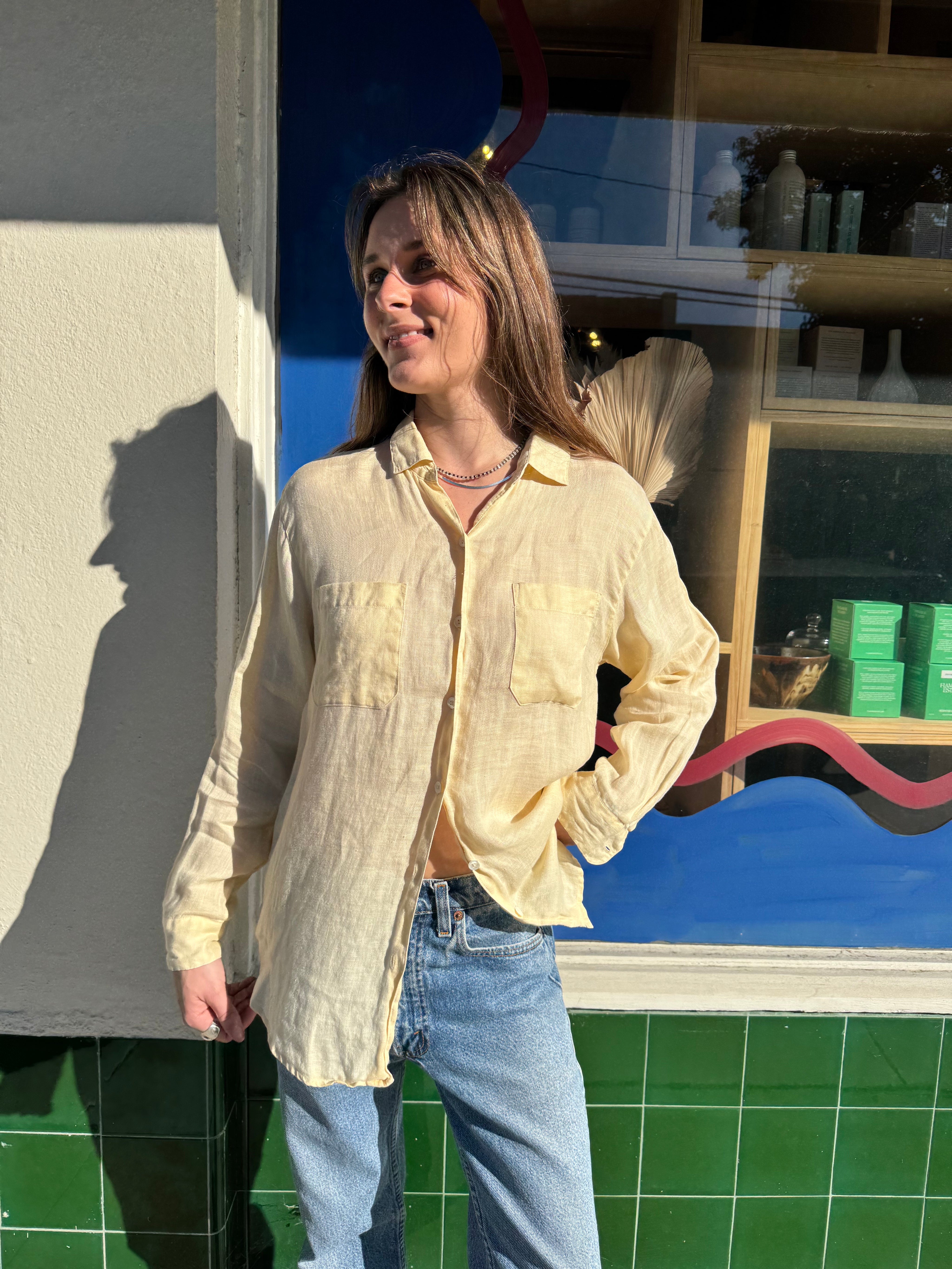 Yellow Linen Gap Button Up