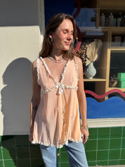 Peach Lace Mini Slip Dress