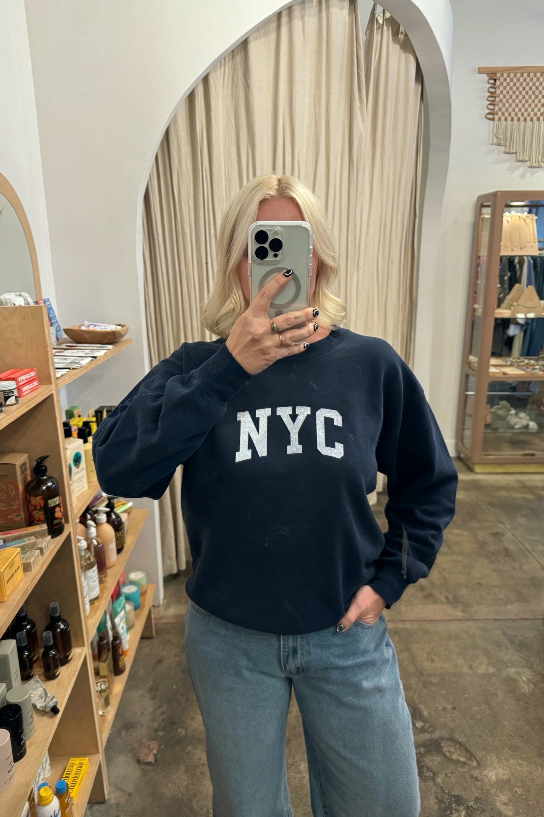 Navy Varsity NYC Sweatshirt 004