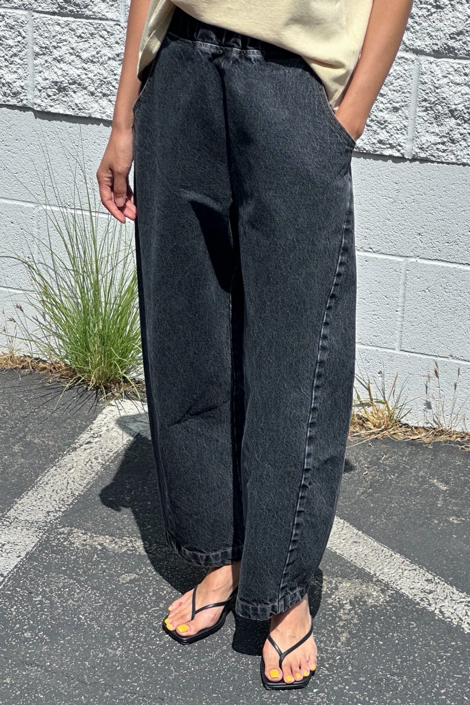 Black Denim Arc Pant