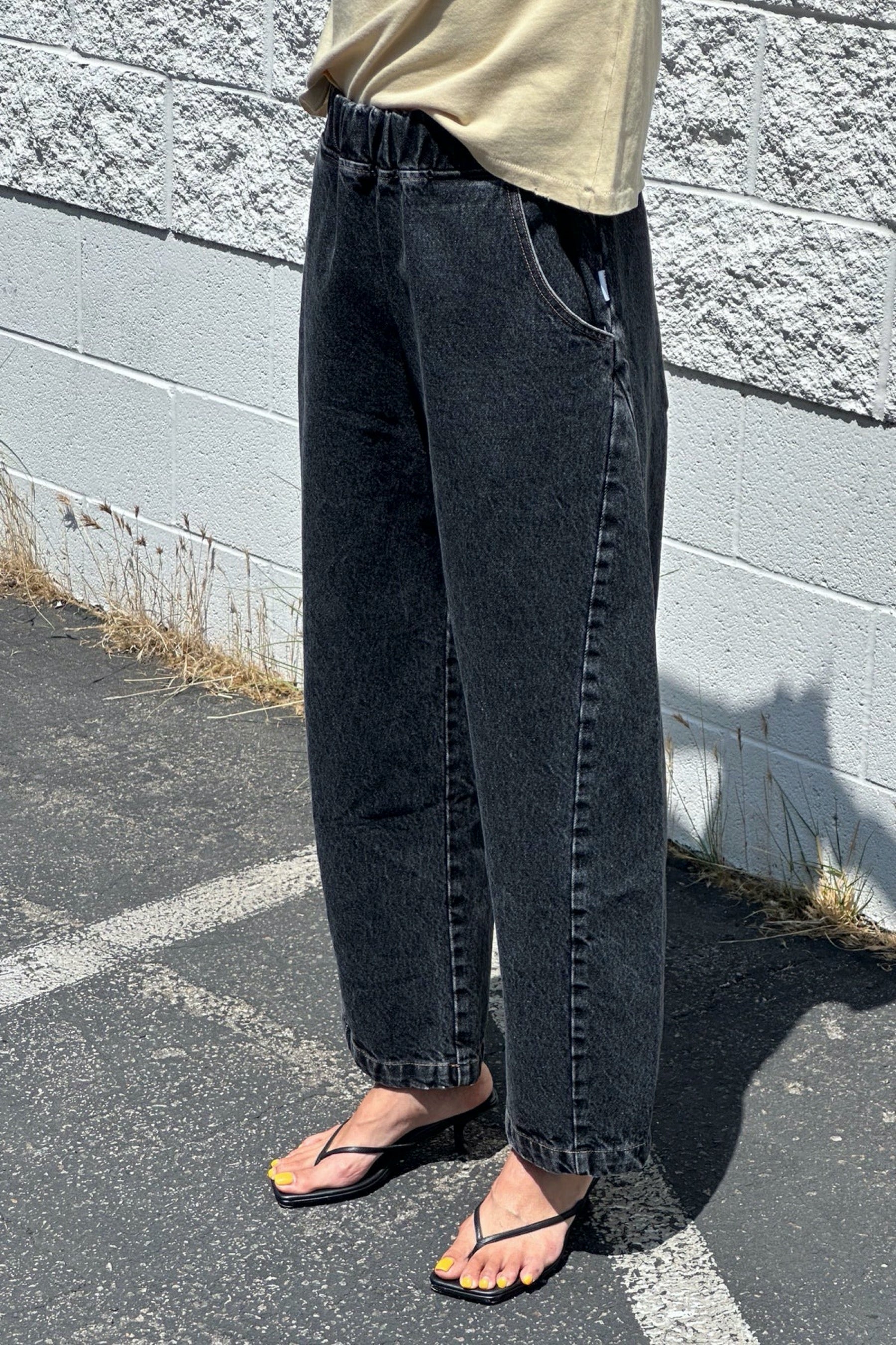 Black Denim Arc Pant