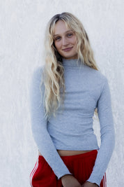 Heather Grey So Soft Mock Neck