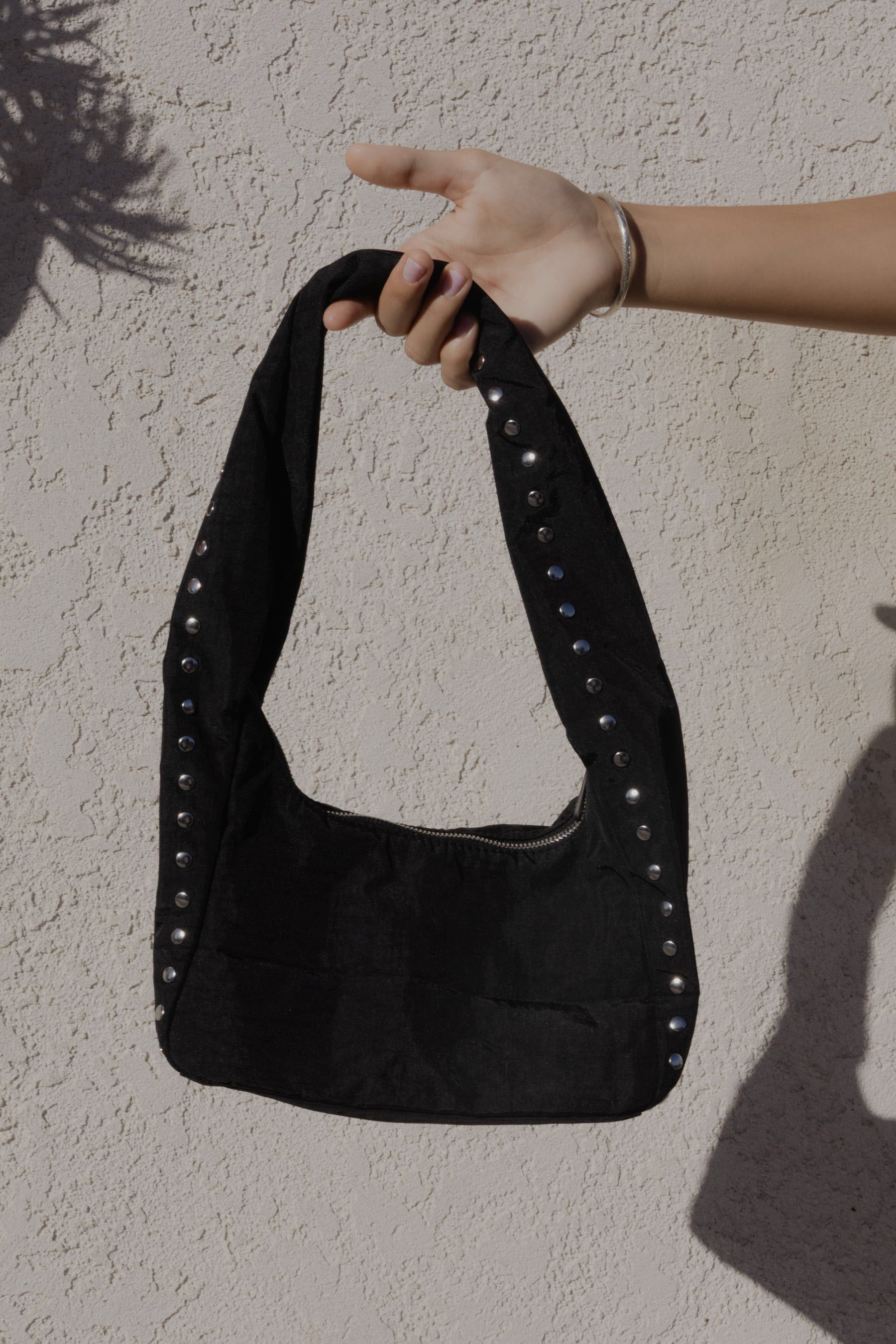 Black Studs Small Nylon Meringue Bag