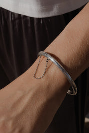 Silver Stripe Etched Bangle