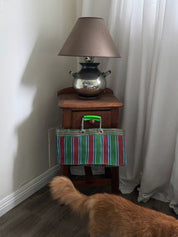 Green + Red Stripe Wide Tote