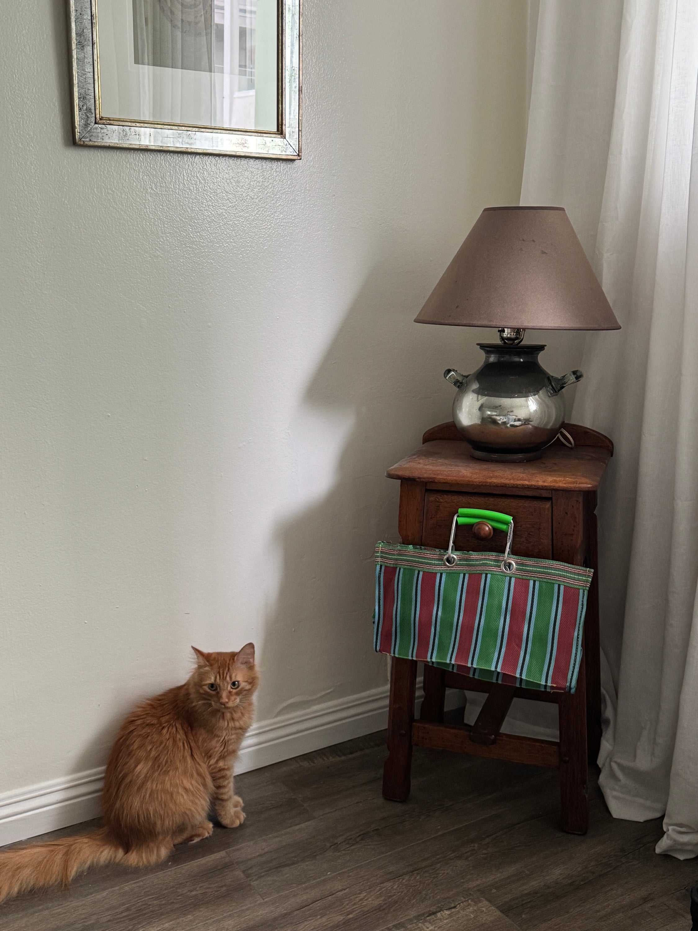 Green + Red Stripe Wide Tote