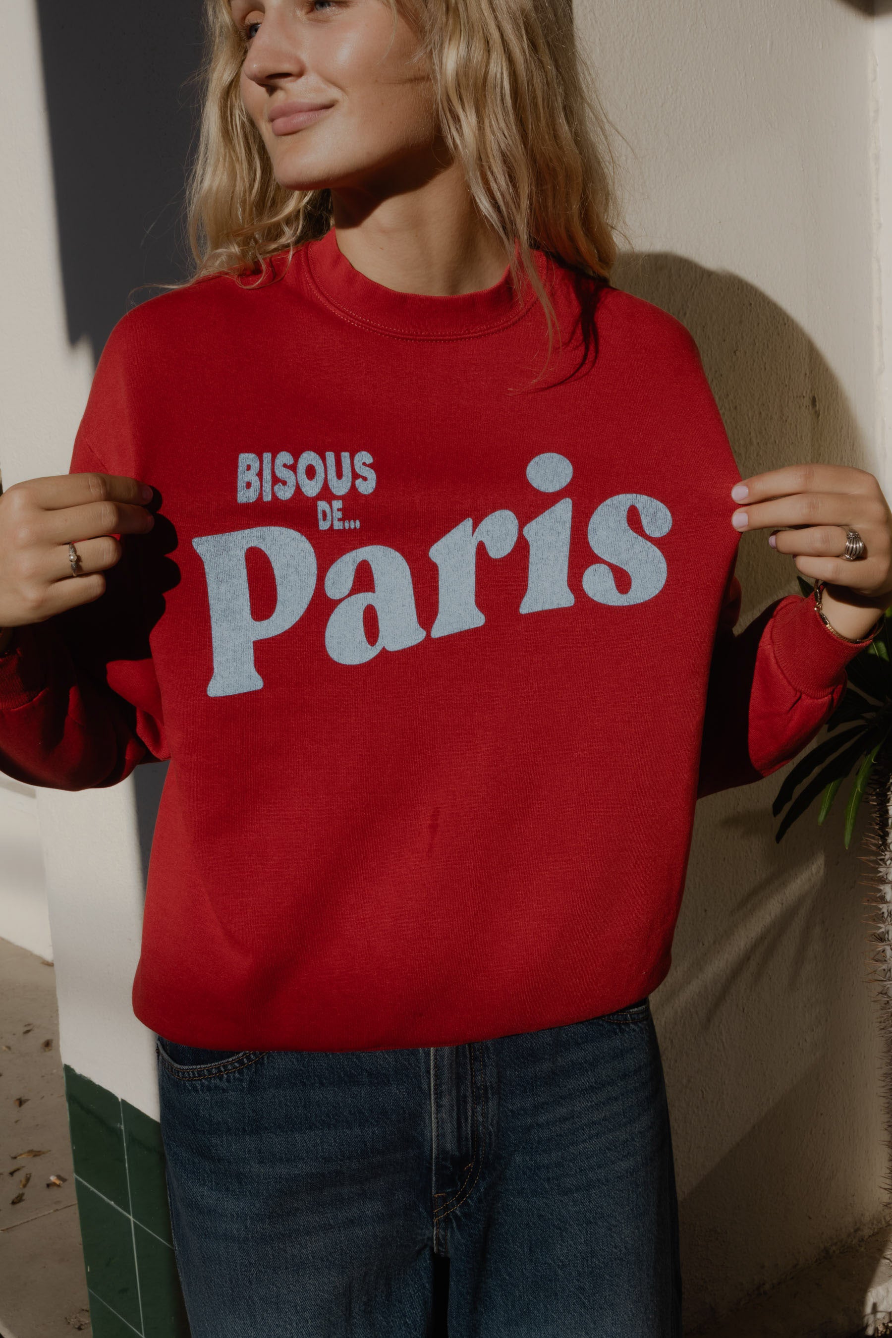 Red Upcycled Paris Sweatshirt