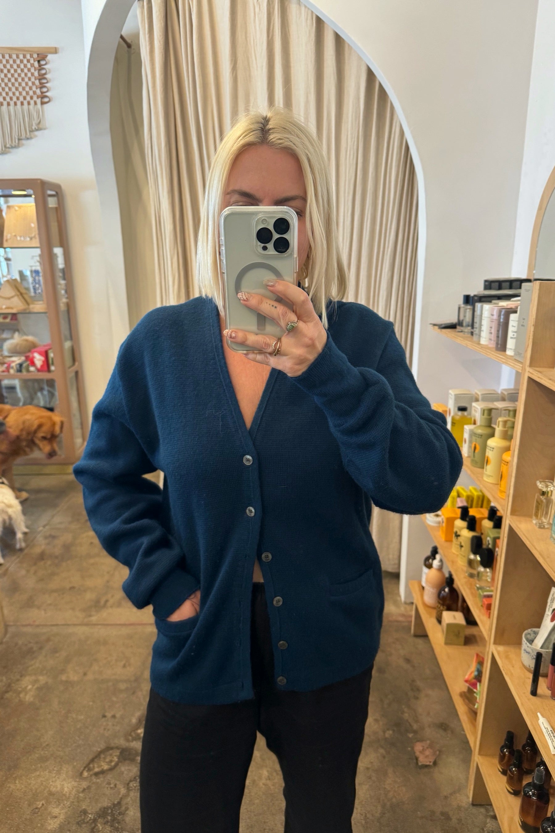 Navy Arena Knit Cardigan