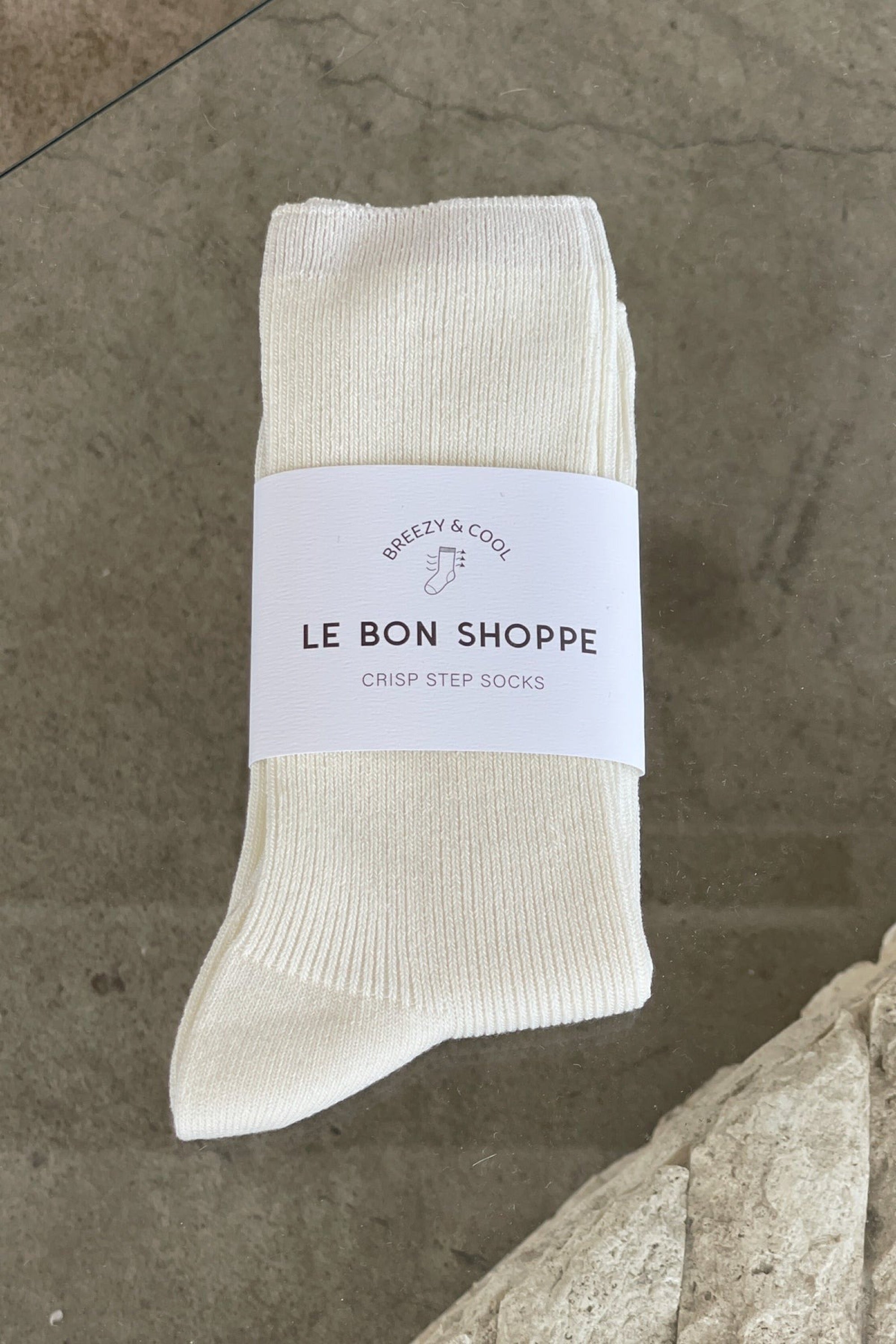 White Crisp Step Socks