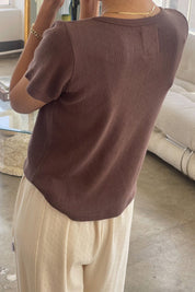 Chocolate Pointelle Babe Tee