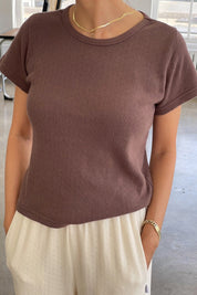 Chocolate Pointelle Babe Tee