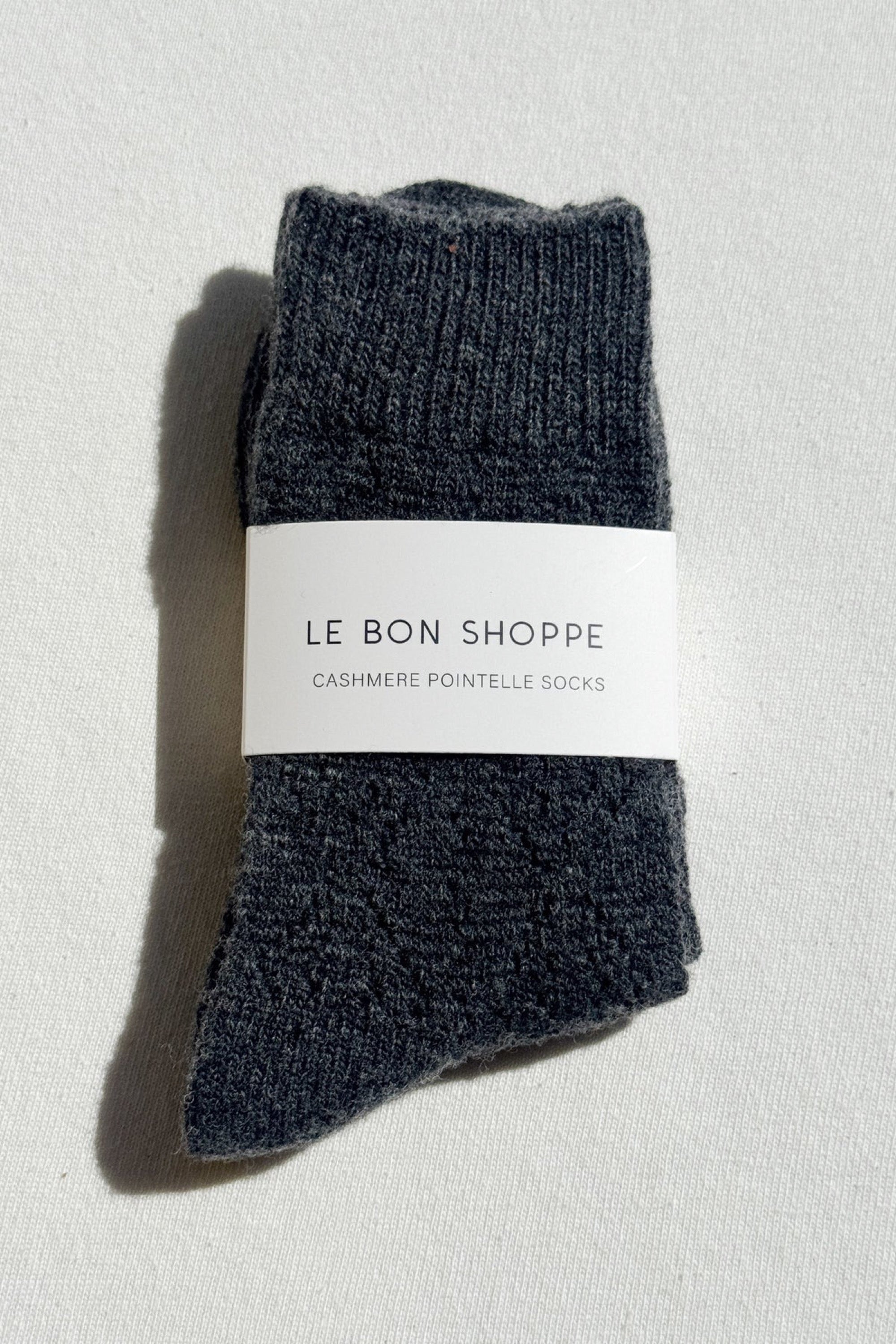 Charcoal Cashmere Pointelle Socks