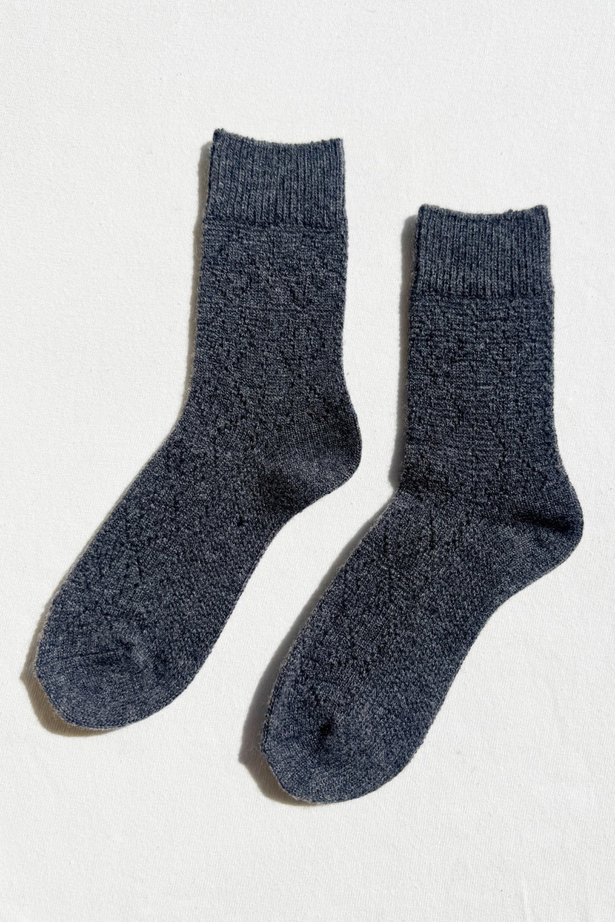 Charcoal Cashmere Pointelle Socks