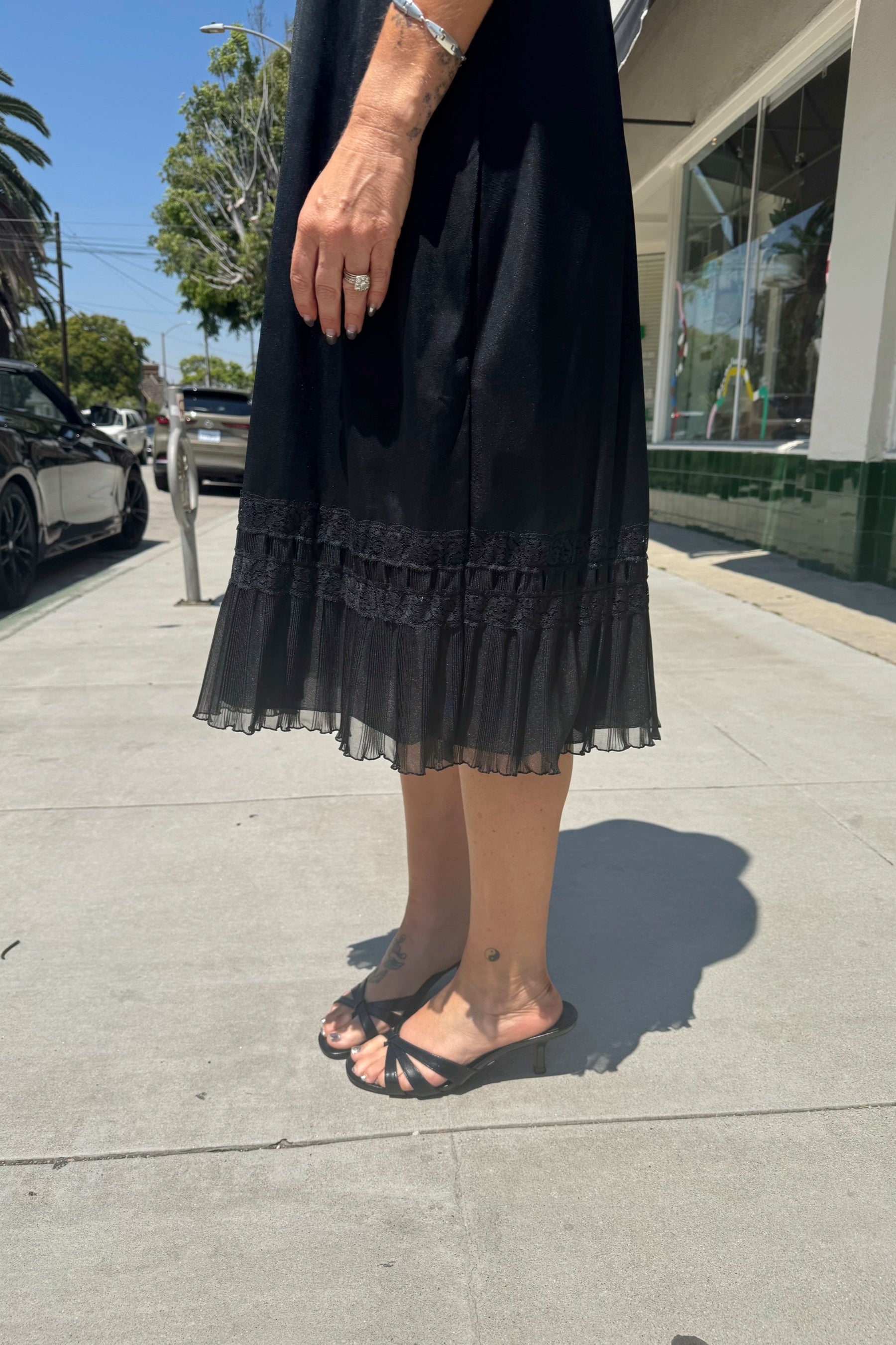 Black Ruffle Slip Dress