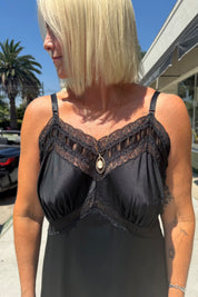 Black Ruffle Slip Dress