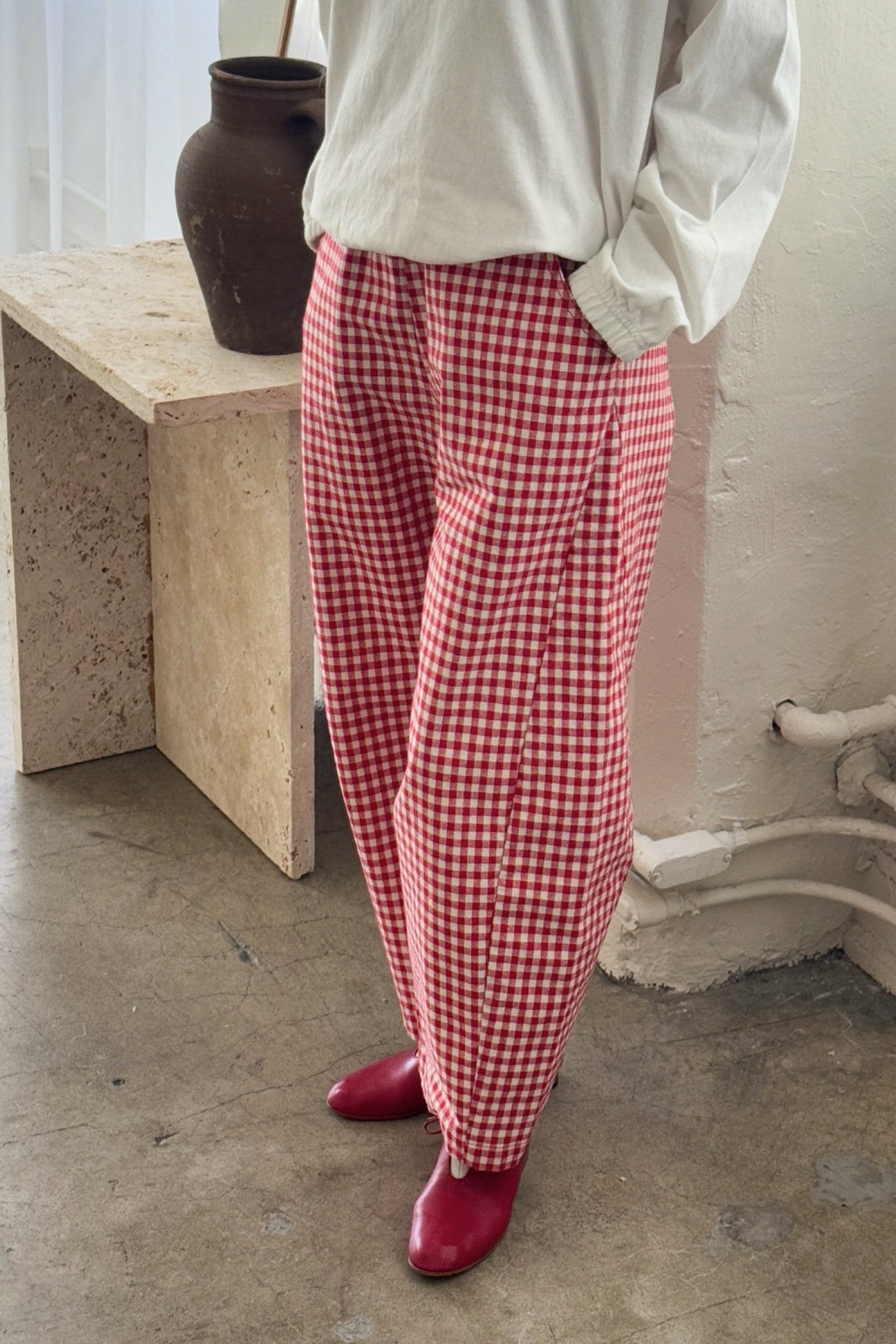 Red Gingham Arc Pant