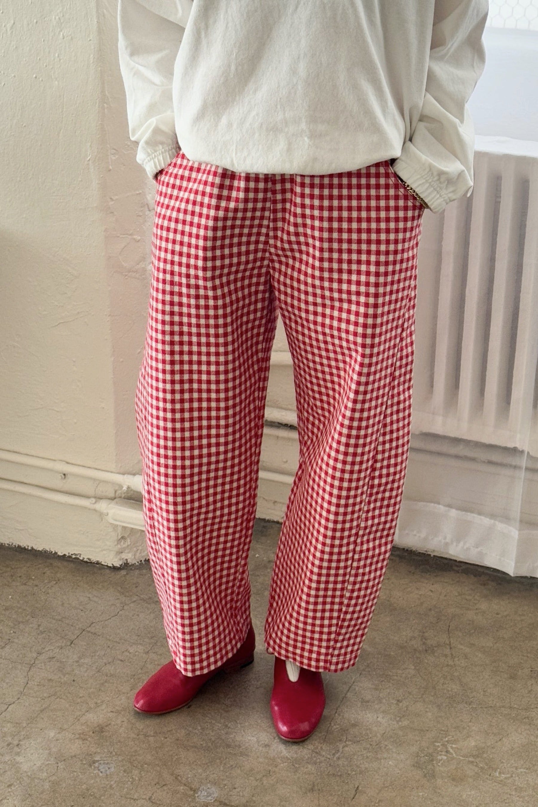Red Gingham Arc Pant
