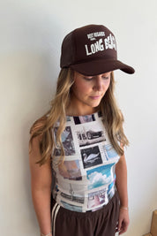 Brown Long Beach Postcard Hat