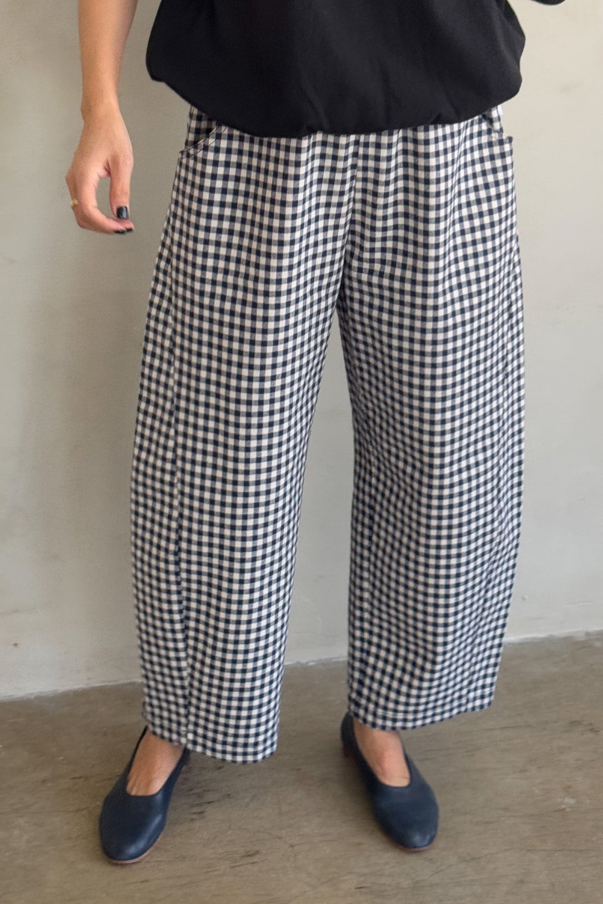 Navy Gingham Arc Pant